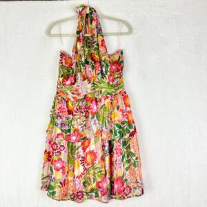 BTFL Life Floral Open Back Halter Mini Dress Size Large NWT Tropical Vacation